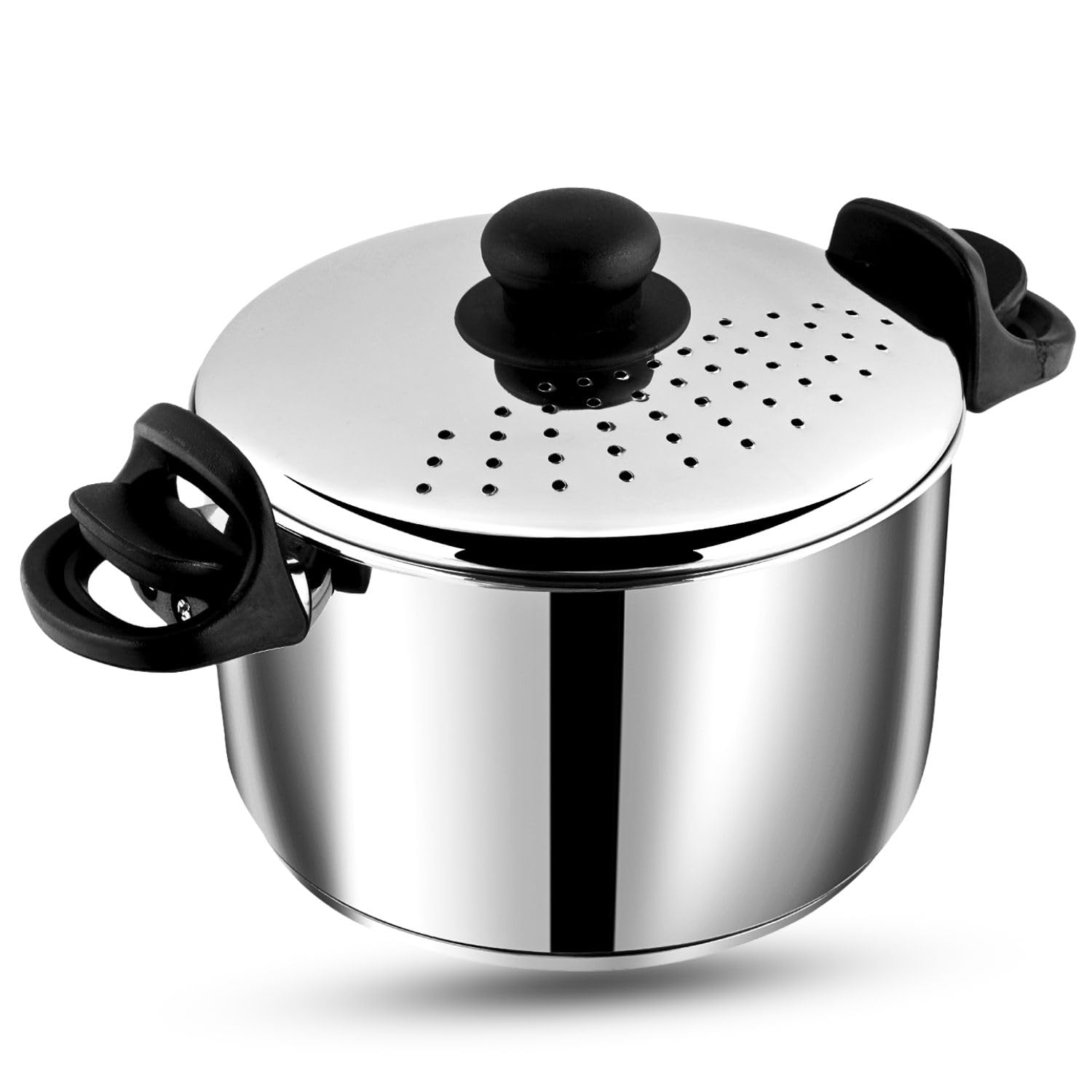 Vinod Stainless Steel Rice Pot with Strainer Lid – 4 L, 20cm | Noodles & Pasta Steamer, Rice Maker Cooker & Veggies Boiler with Locking Handles, 3-Layer SAS Induction Bottom, Small – 2 Year Warranty